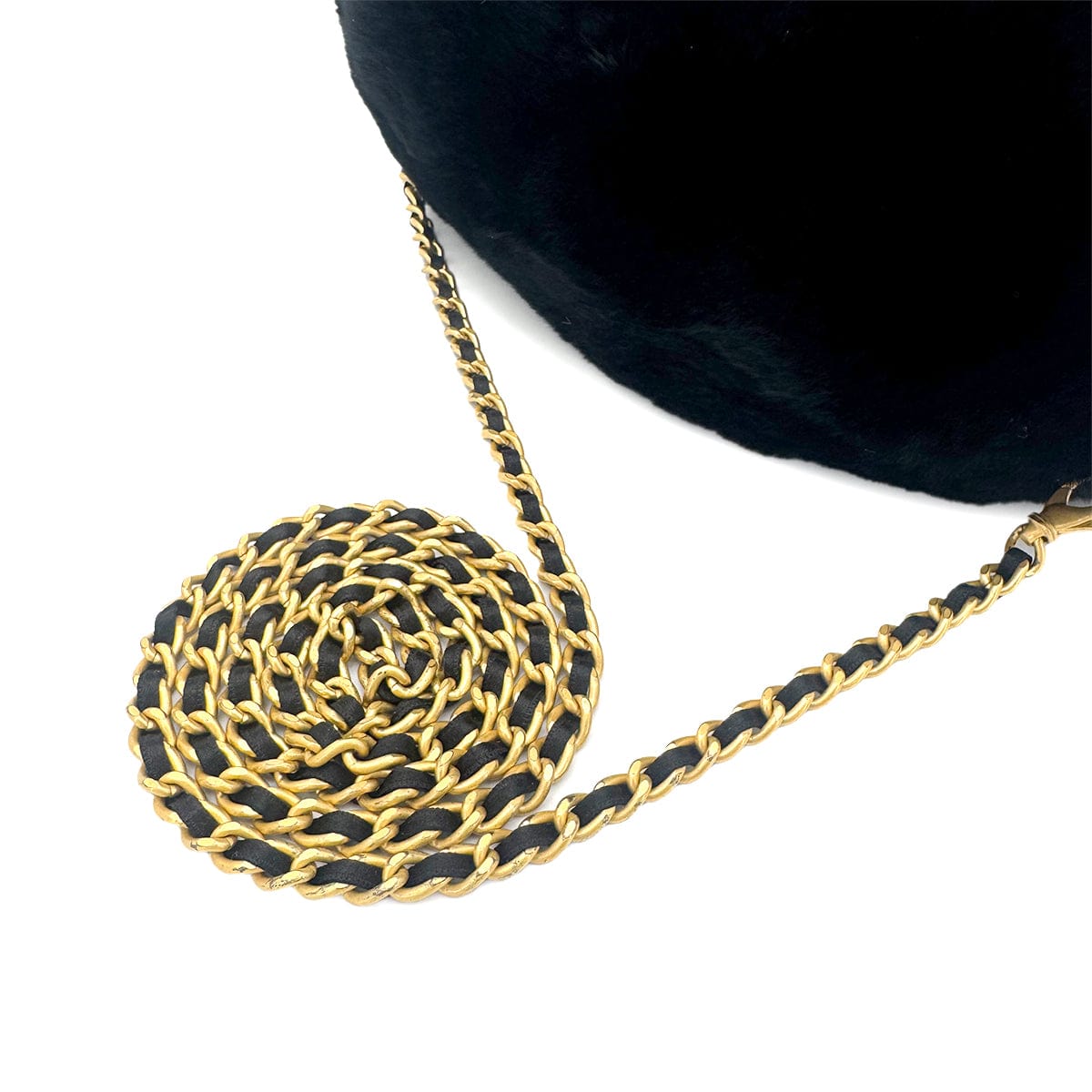 Luxury Promise Japan CHANEL VINTAGE COCOMARK ARM WARMER CHAIN SHOULDER BAG BLACK FUR 90273899