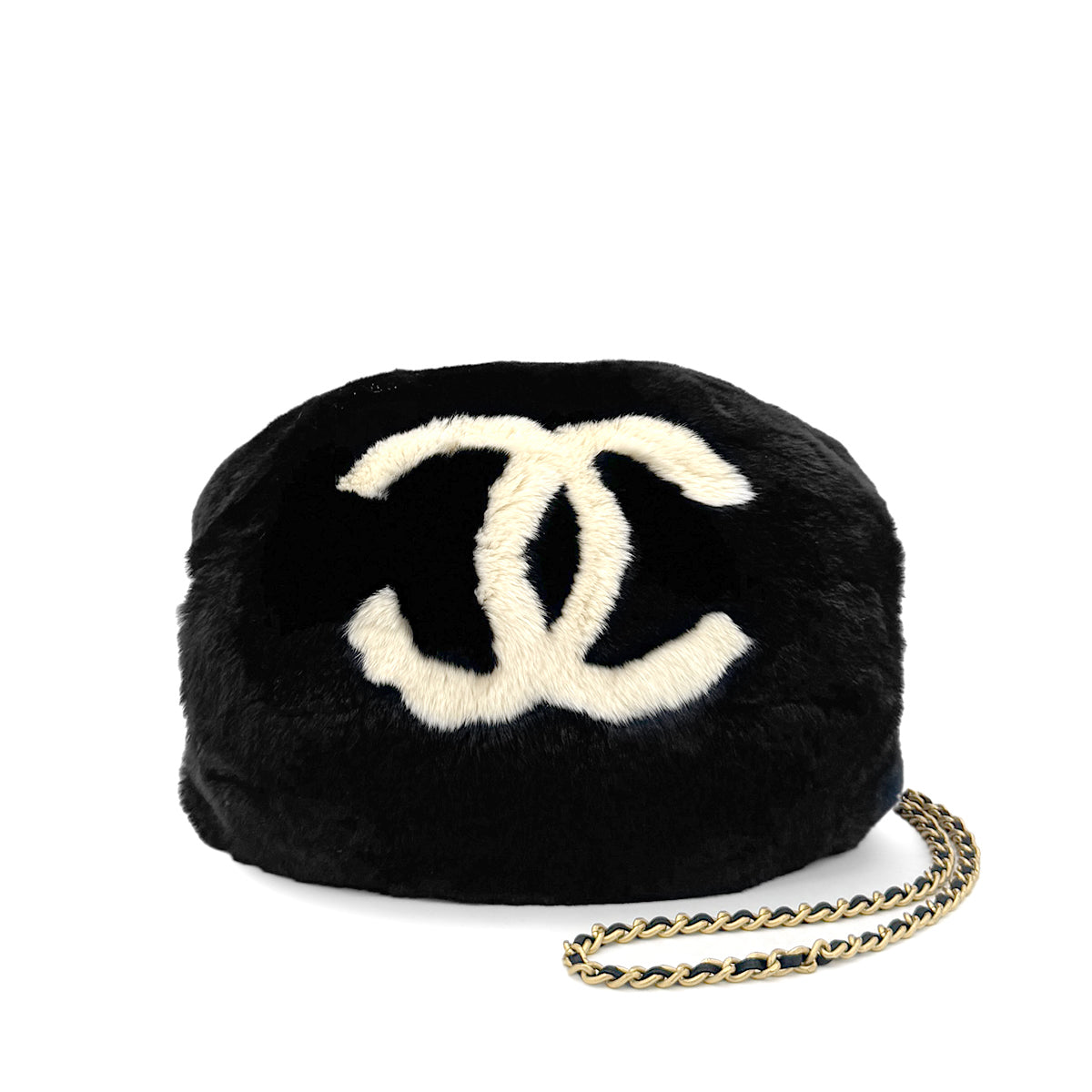 Luxury Promise Japan CHANEL VINTAGE COCOMARK ARM WARMER CHAIN SHOULDER BAG BLACK FUR 90273899