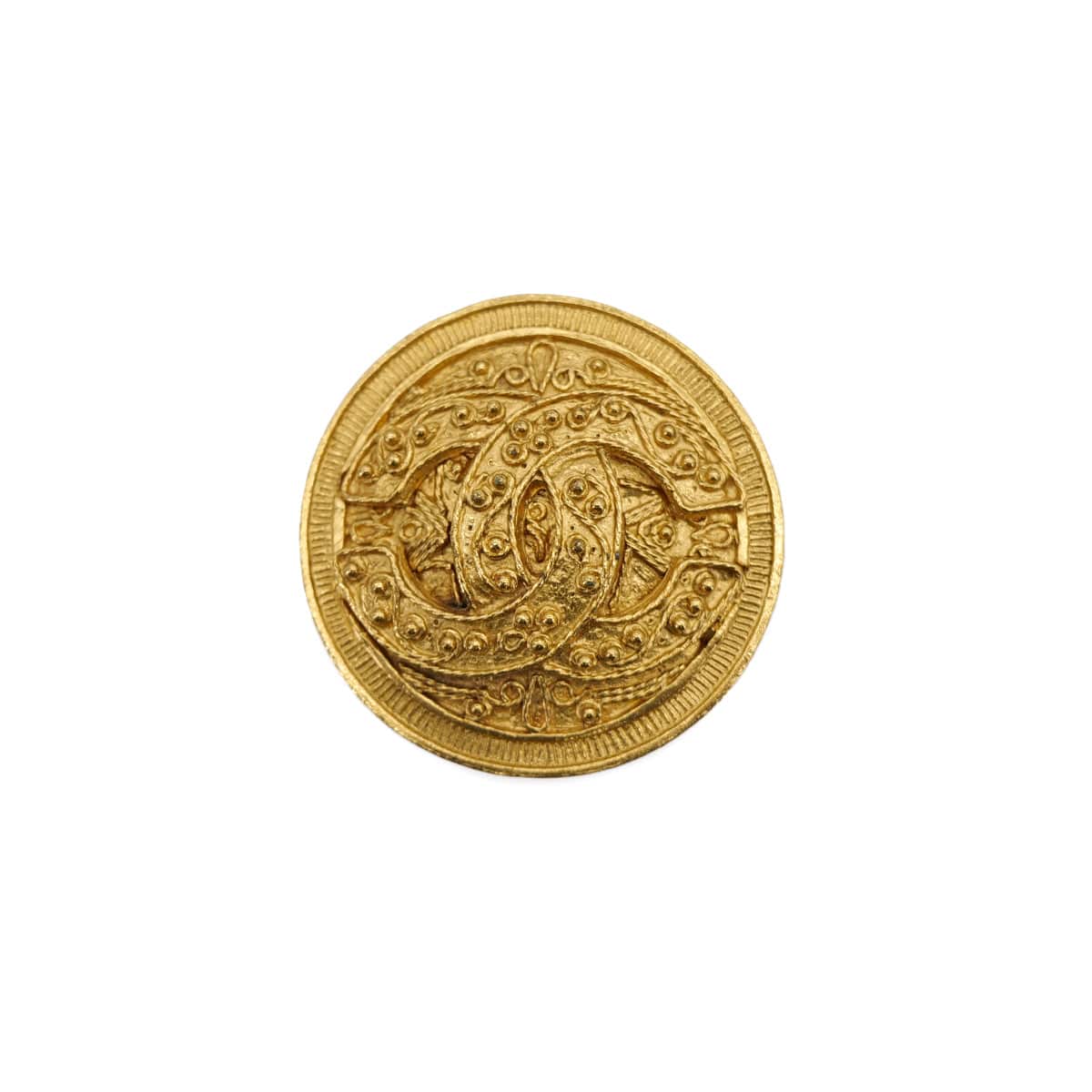 Luxury Promise Japan CHANEL VINTAGE COCOMARK BROOCH ROUND GOLD ACCESSORY 94A 90307893