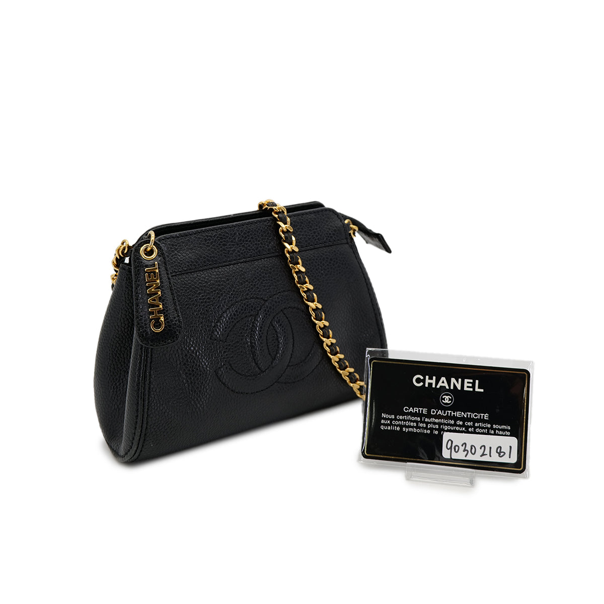 Luxury Promise Japan CHANEL VINTAGE COCOMARK CHAIN SHOULDER BAG BLACK CAVIAR SKIN 90302181