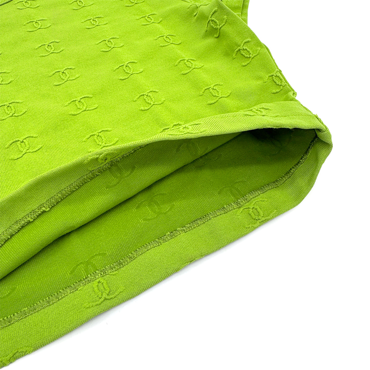 Luxury Promise Japan CHANEL VINTAGE COCOMARK HALF SLEEVE SHORT TOPS GREEN NYLON 38 97P RTW 90299119