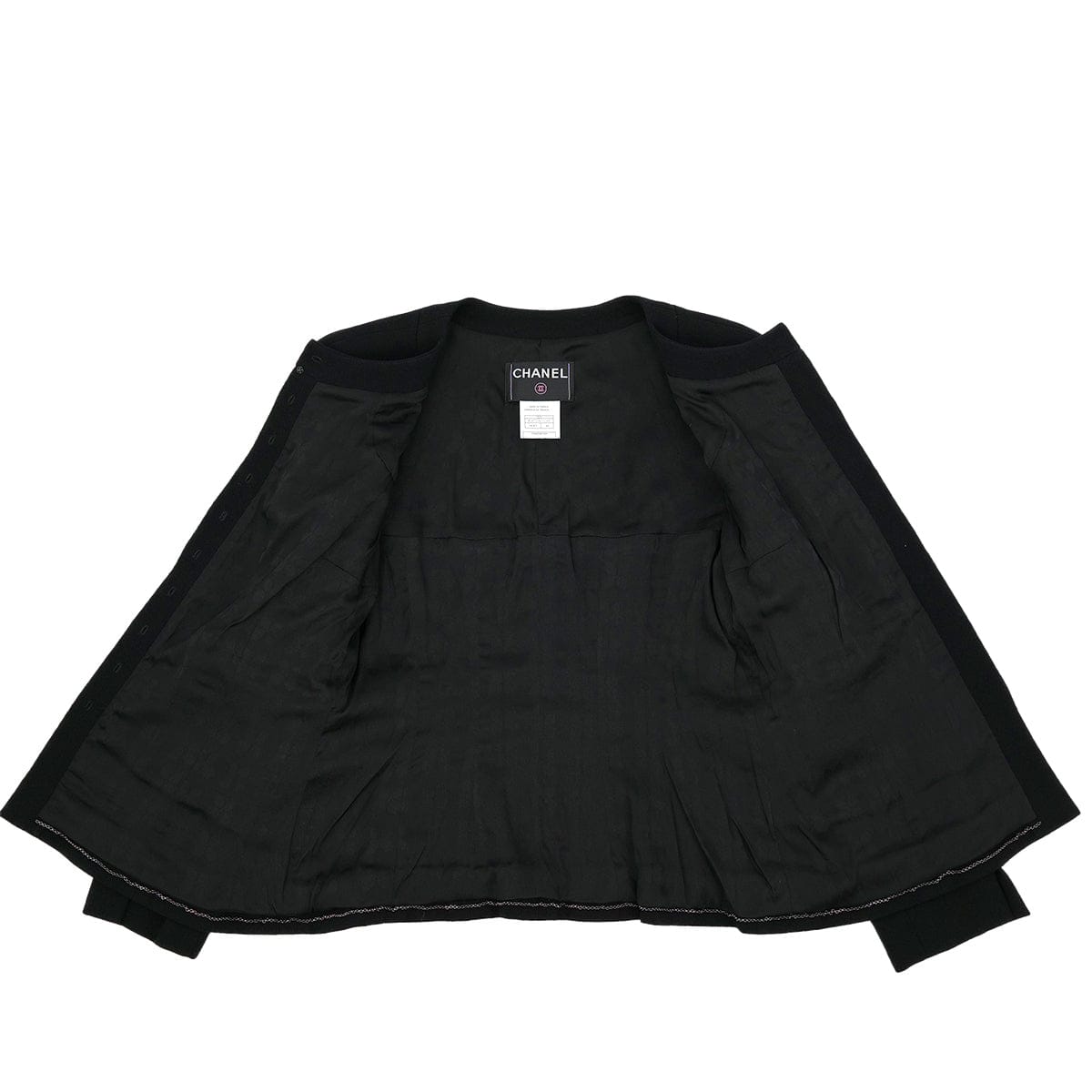 Luxury Promise Japan CHANEL VINTAGE COCOMARK JACKET BLACK WOOL 44 02A RTW 90308381