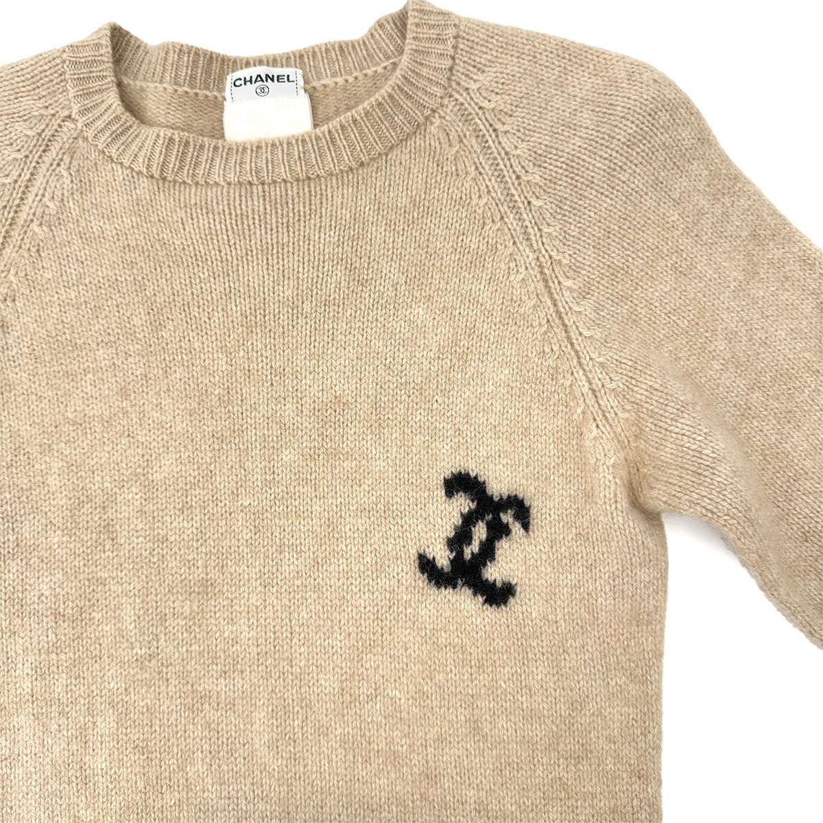 Luxury Promise Japan CHANEL VINTAGE COCOMARK KNIT TOPS BEIGE CACHEMIRE RTW 90303320