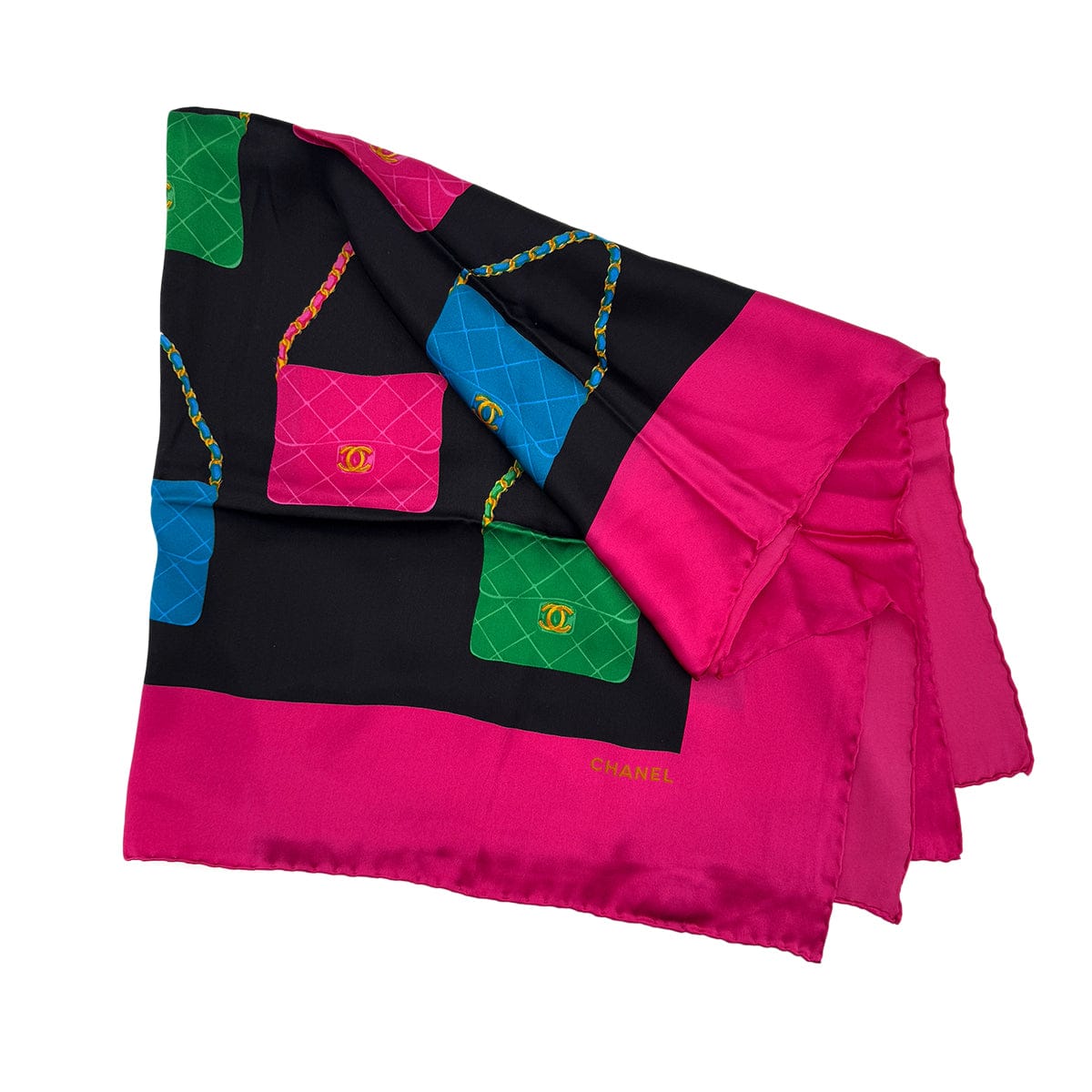 Luxury Promise Japan CHANEL VINTAGE COCOMARK MATELASSE CHAIN SHOULDER BAG PATTERN SCARF MULTICOLOR SILK 90286896