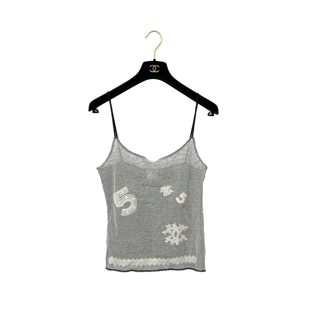 Luxury Promise Japan CHANEL VINTAGE COCOMARK RACE CAMISOLE TOP WHITE COTTON 40 P23 RTW 90284792