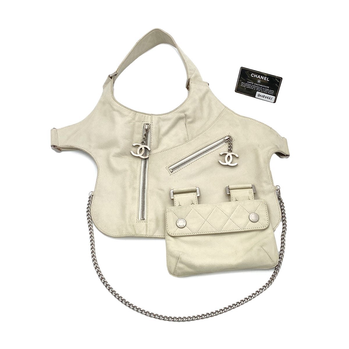 Luxury Promise Japan CHANEL VINTAGE COCOMARK RUNWAY FALL 2003 COLLECTION MATELASSE BODY BAG WHITE LAMB SKIN 90284561