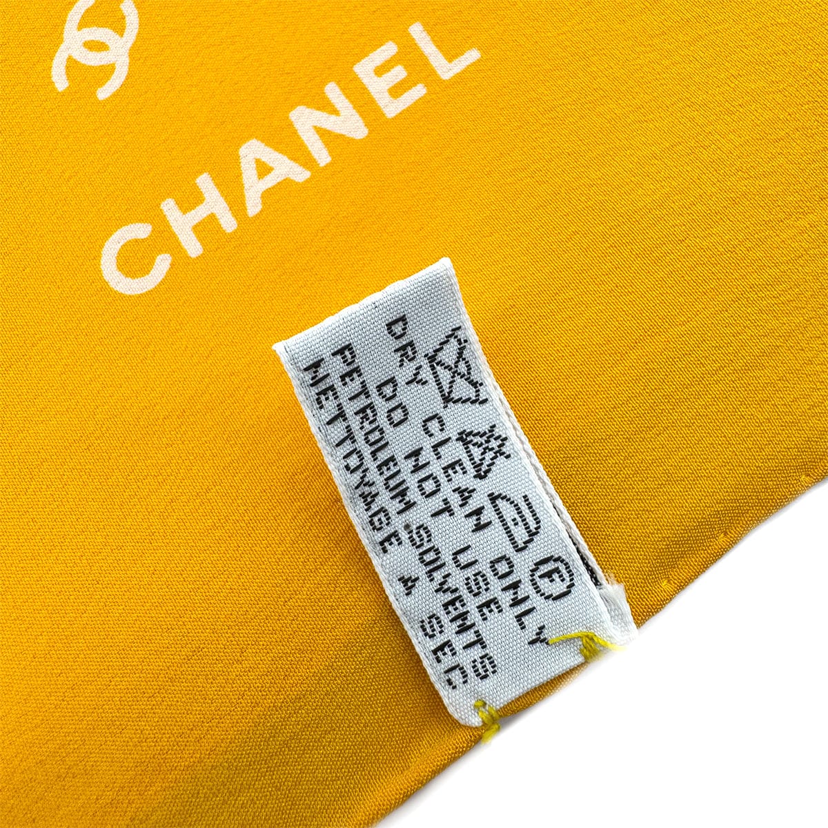 Luxury Promise Japan CHANEL VINTAGE COCOMARK SCARF YELLOW SILK 90301664