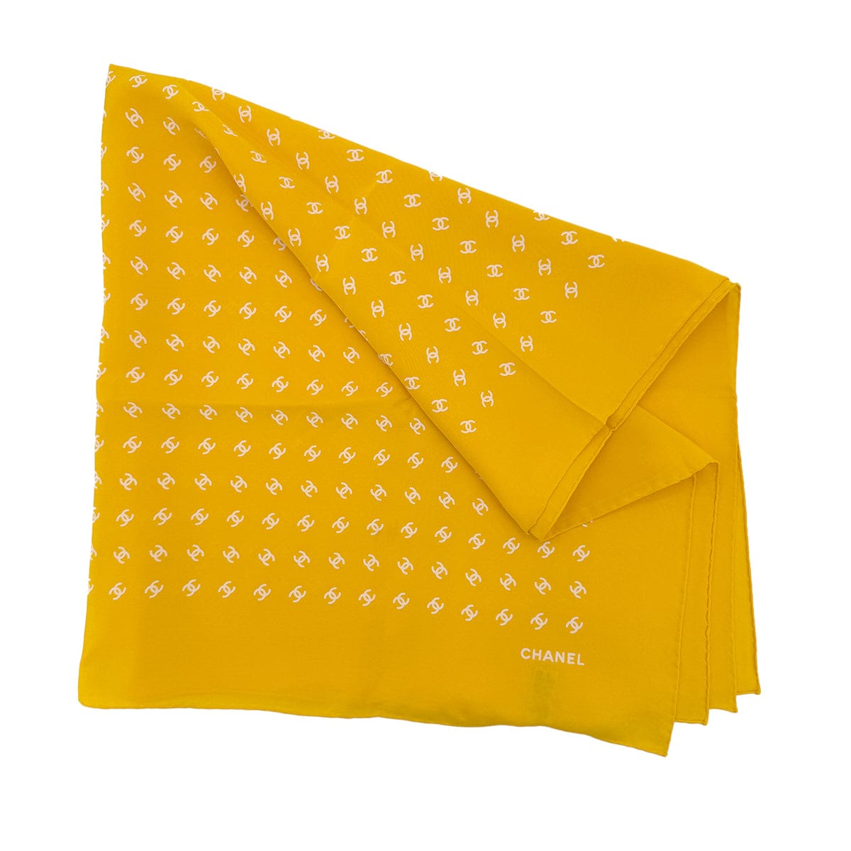 Luxury Promise Japan CHANEL VINTAGE COCOMARK SCARF YELLOW SILK 90301664