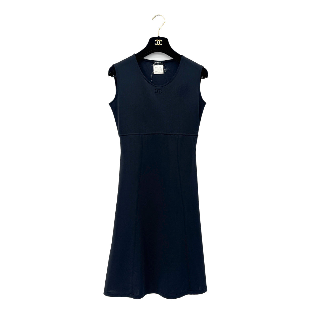 Luxury Promise Japan CHANEL VINTAGE COCOMARK SLEEVELESS DRESS BLACK NYLON 40 96C RTW 90295761