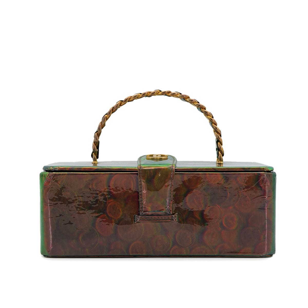 Luxury Promise Japan CHANEL VINTAGE COIN PATTERN HAND BAG GREEN ENAMEL 90296125