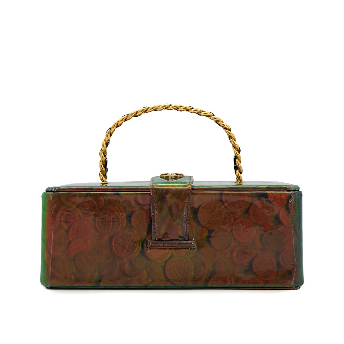 Luxury Promise Japan CHANEL VINTAGE COIN PATTERN HAND BAG GREEN ENAMEL 90301700
