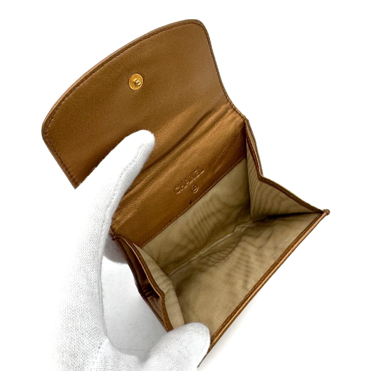 Luxury Promise Japan CHANEL VINTAGE COIN PURSE BRONZE LAMB SKIN 90300865