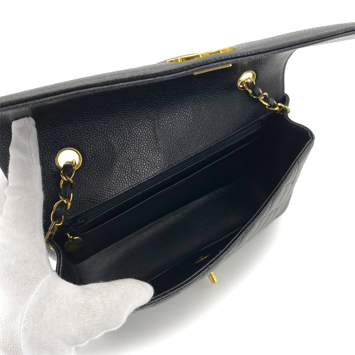 Luxury Promise Japan CHANEL VINTAGE DIANA MEDIUM CHAIN SHOULDER BAG BLACK CAVIAR SKIN 90255910