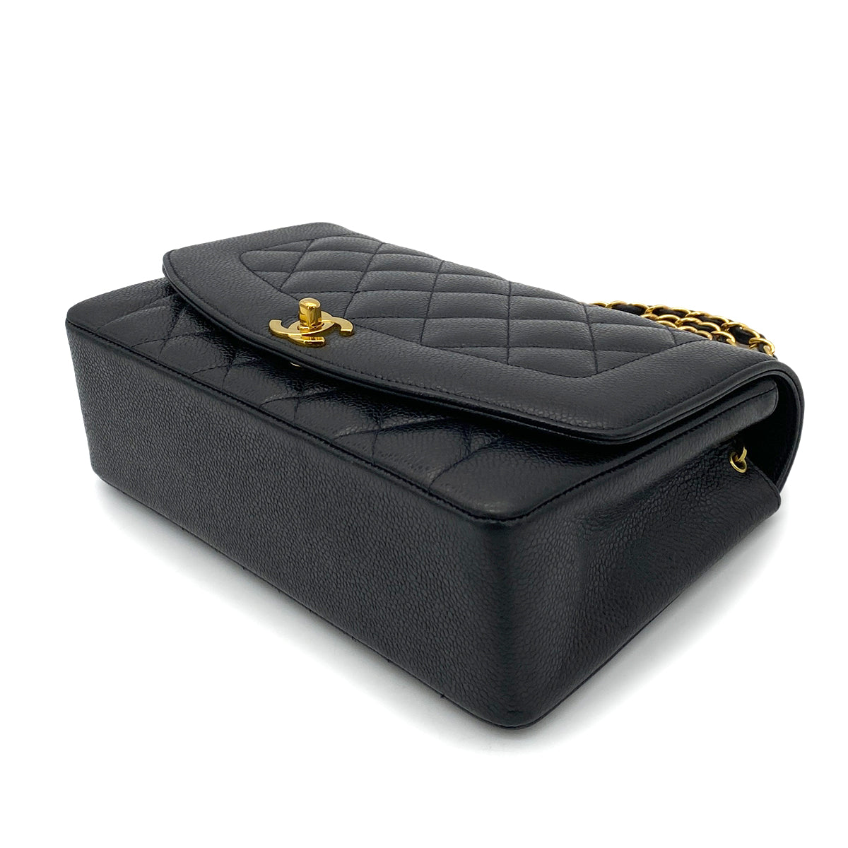 Luxury Promise Japan CHANEL VINTAGE DIANA MEDIUM CHAIN SHOULDER BAG BLACK CAVIAR SKIN 90255910