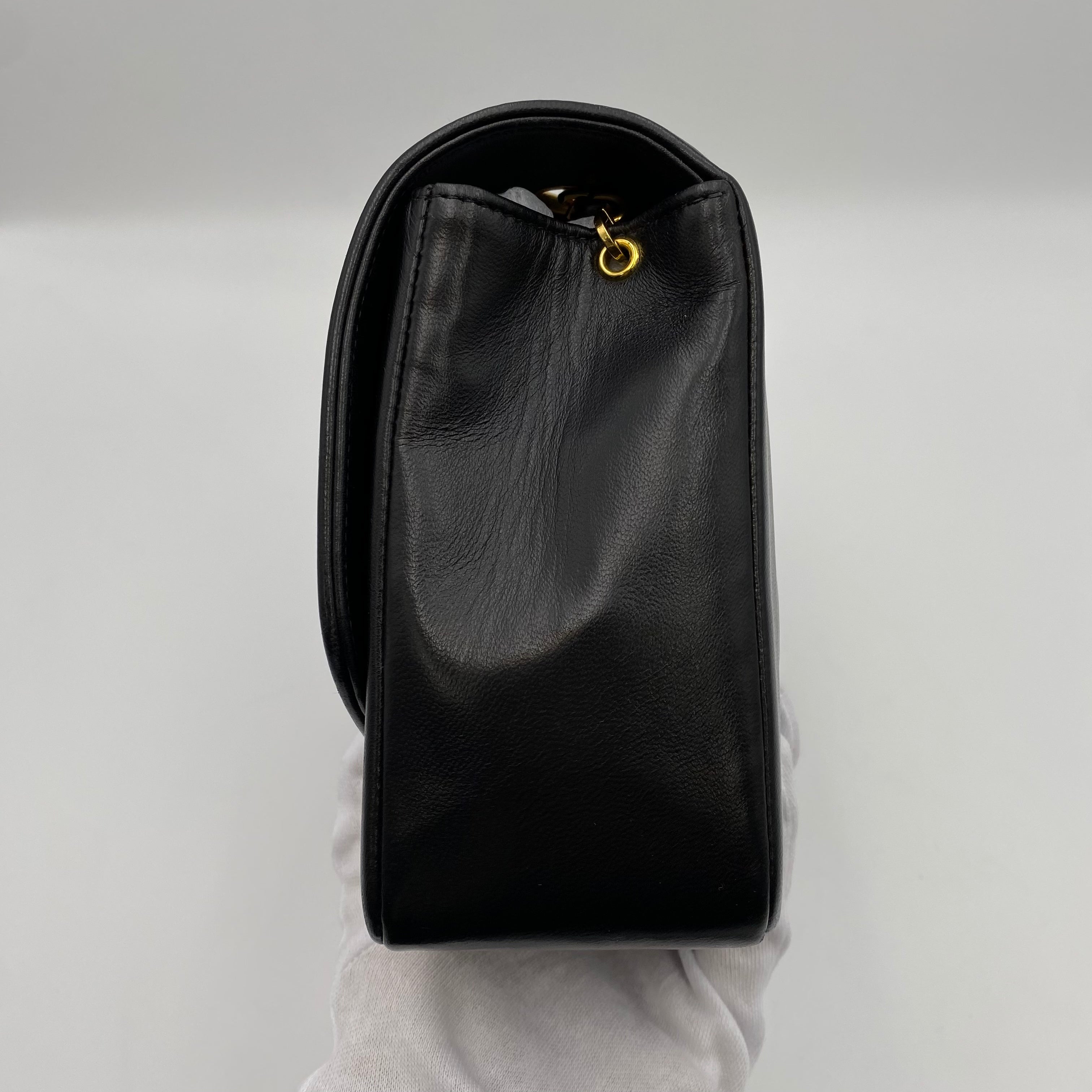 Luxury Promise Japan CHANEL VINTAGE DIANA MEDIUM CHAIN SHOULDER BAG BLACK LAMB SKIN 90220274