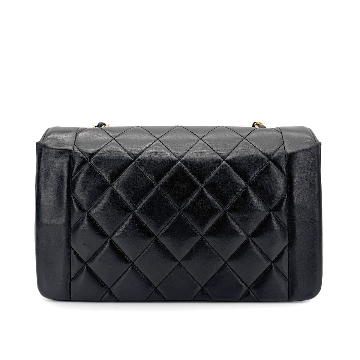 Luxury Promise Japan CHANEL VINTAGE DIANA MEDIUM CHAIN SHOULDER BAG BLACK LAMB SKIN 90266709