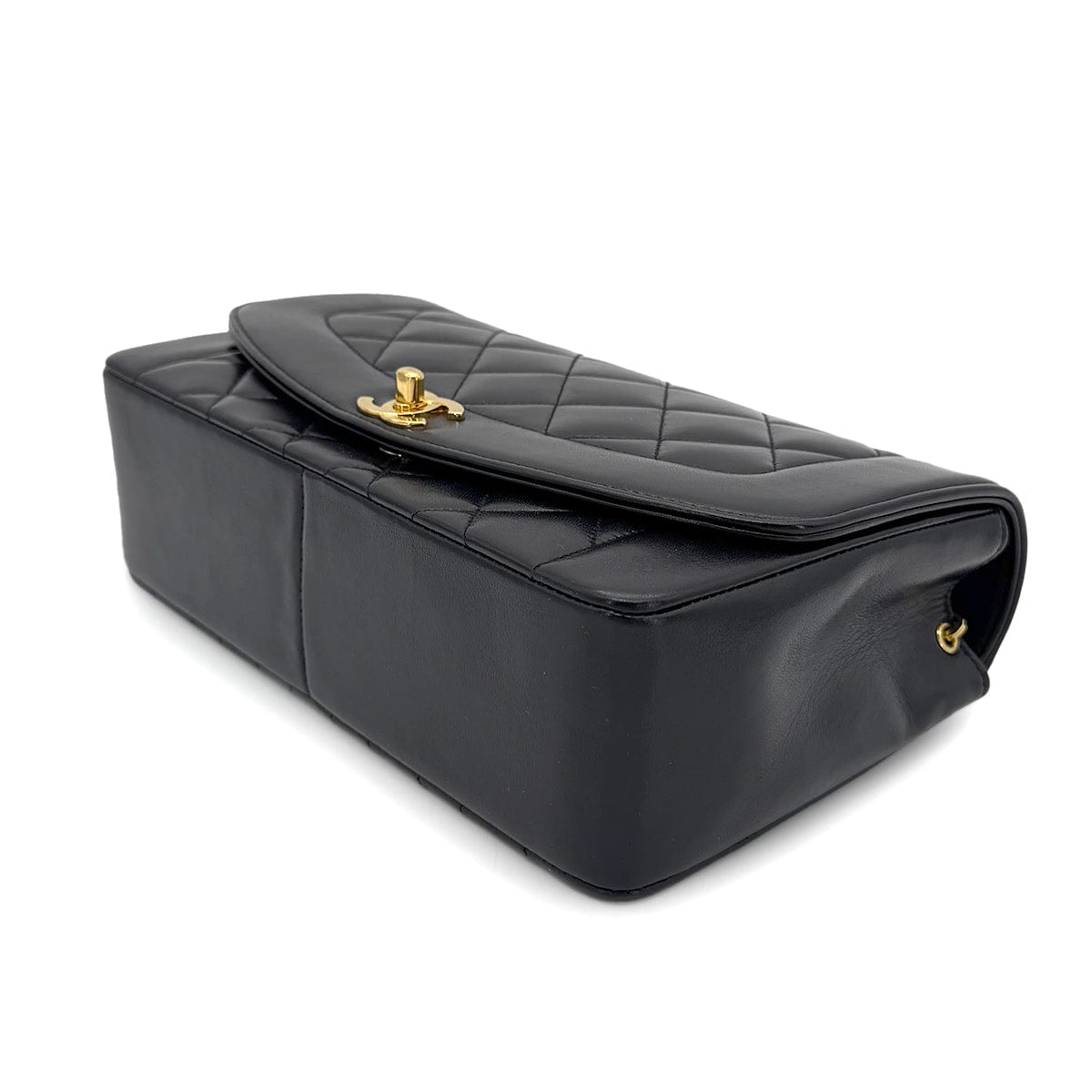 Luxury Promise Japan CHANEL VINTAGE DIANA MEDIUM CHAIN SHOULDER BAG BLACK LAMB SKIN 90266709