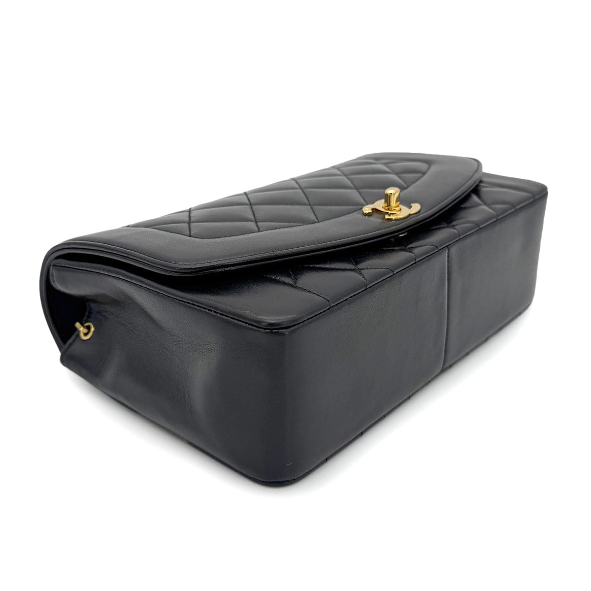 Luxury Promise Japan CHANEL VINTAGE DIANA MEDIUM CHAIN SHOULDER BAG BLACK LAMB SKIN 90266709