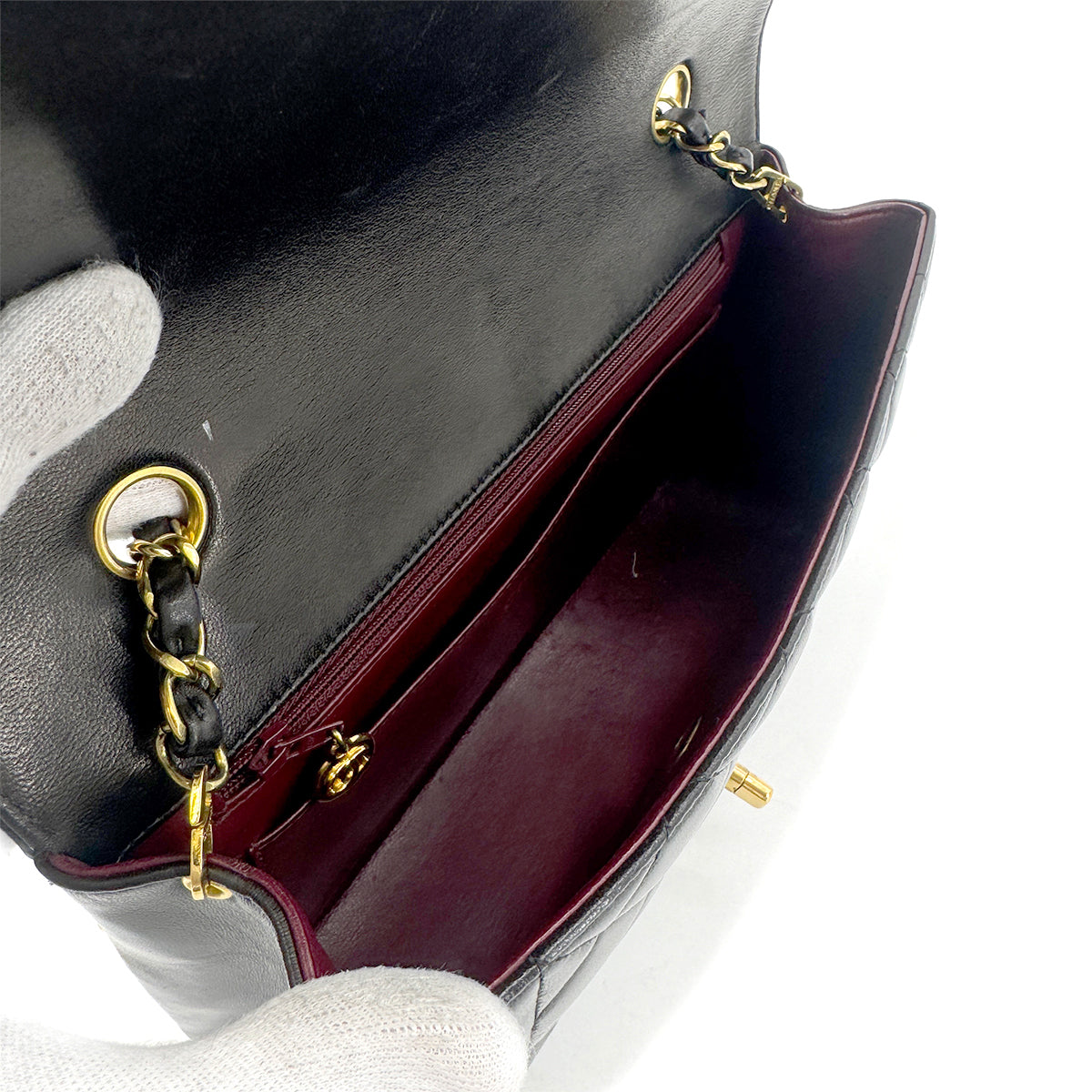Luxury Promise Japan CHANEL VINTAGE DIANA MEDIUM CHAIN SHOULDER BAG BLACK LAMB SKIN 90267772