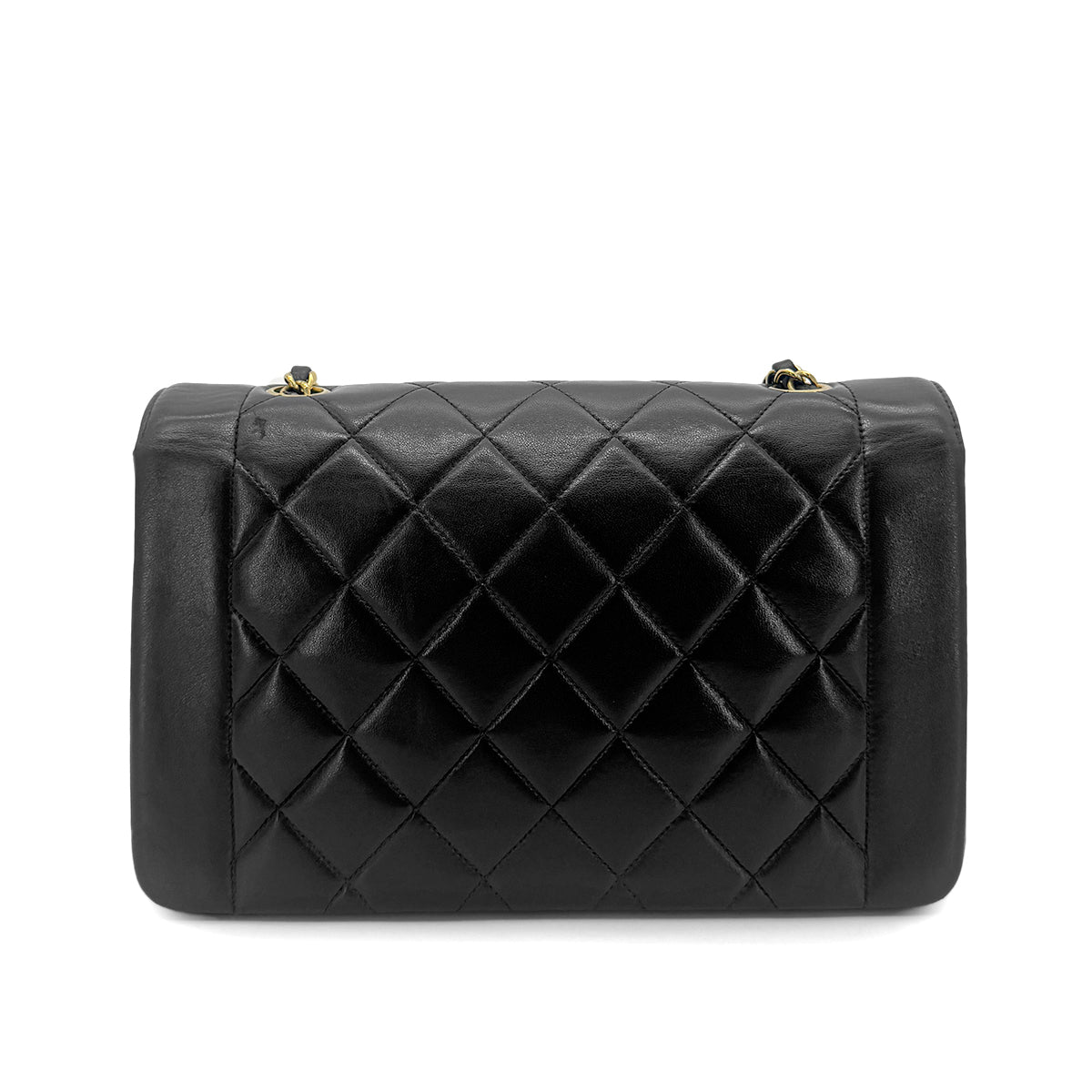 Luxury Promise Japan CHANEL VINTAGE DIANA MEDIUM CHAIN SHOULDER BAG BLACK LAMB SKIN 90267772