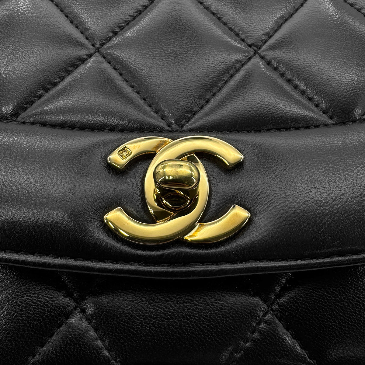 Luxury Promise Japan CHANEL VINTAGE DIANA MEDIUM CHAIN SHOULDER BAG BLACK LAMB SKIN 90268321