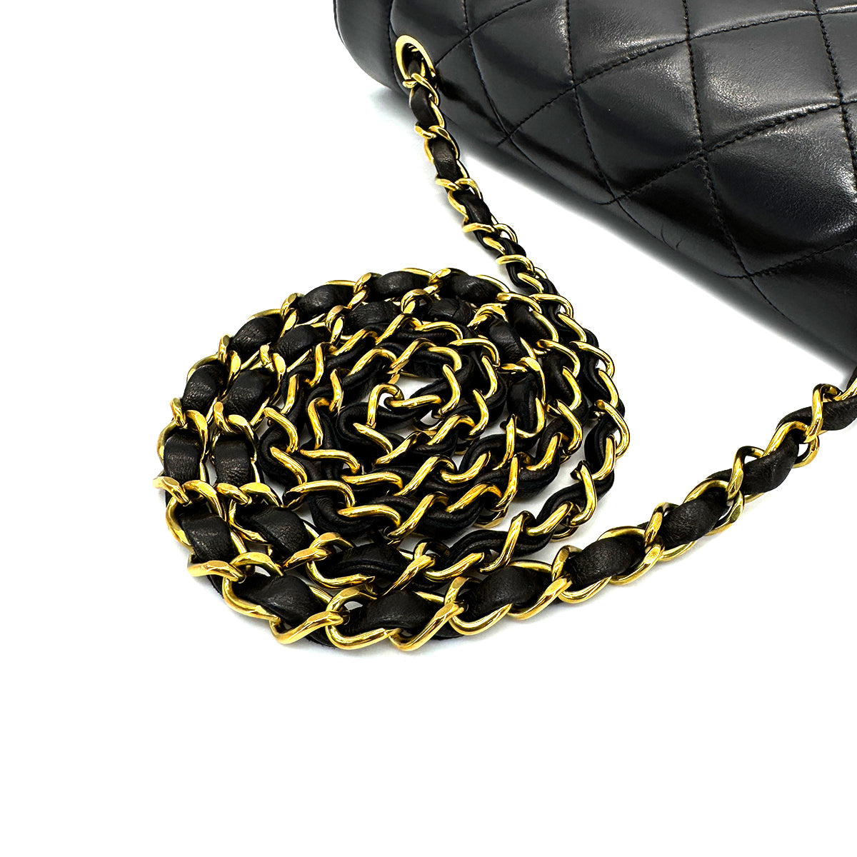 Luxury Promise Japan CHANEL VINTAGE DIANA MEDIUM CHAIN SHOULDER BAG BLACK LAMB SKIN 90268321