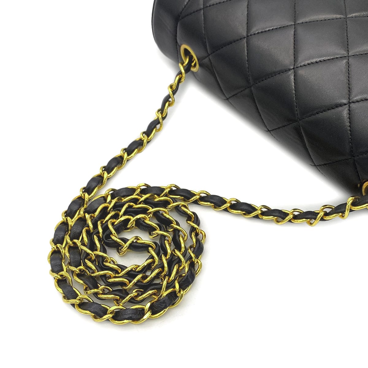 Luxury Promise Japan CHANEL VINTAGE DIANA MEDIUM CHAIN SHOULDER BAG BLACK LAMB SKIN 90268861