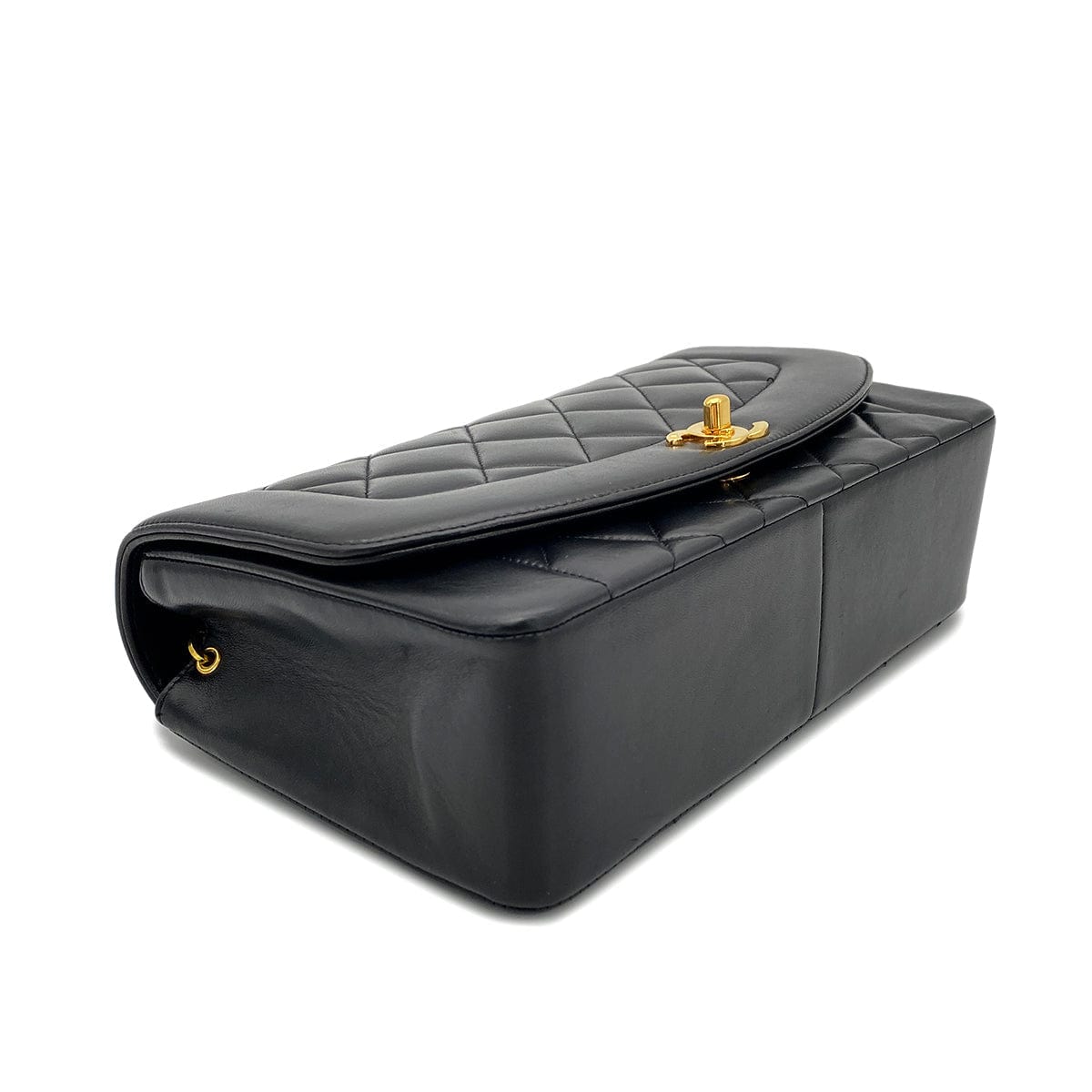 Luxury Promise Japan CHANEL VINTAGE DIANA MEDIUM CHAIN SHOULDER BAG BLACK LAMB SKIN 90268861