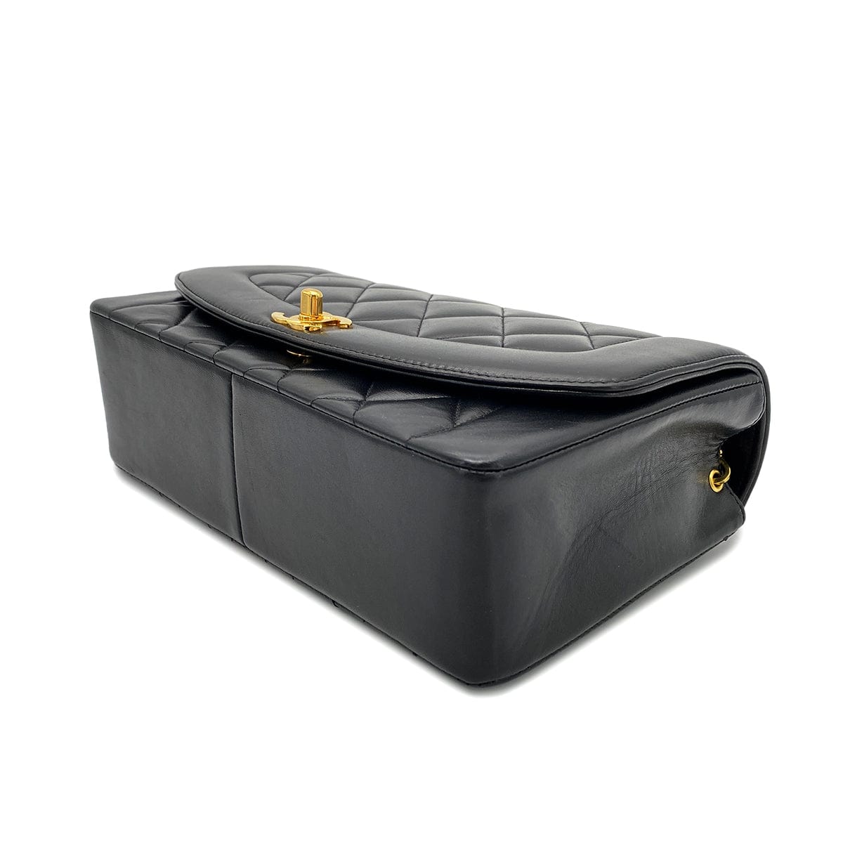 Luxury Promise Japan CHANEL VINTAGE DIANA MEDIUM CHAIN SHOULDER BAG BLACK LAMB SKIN 90268861