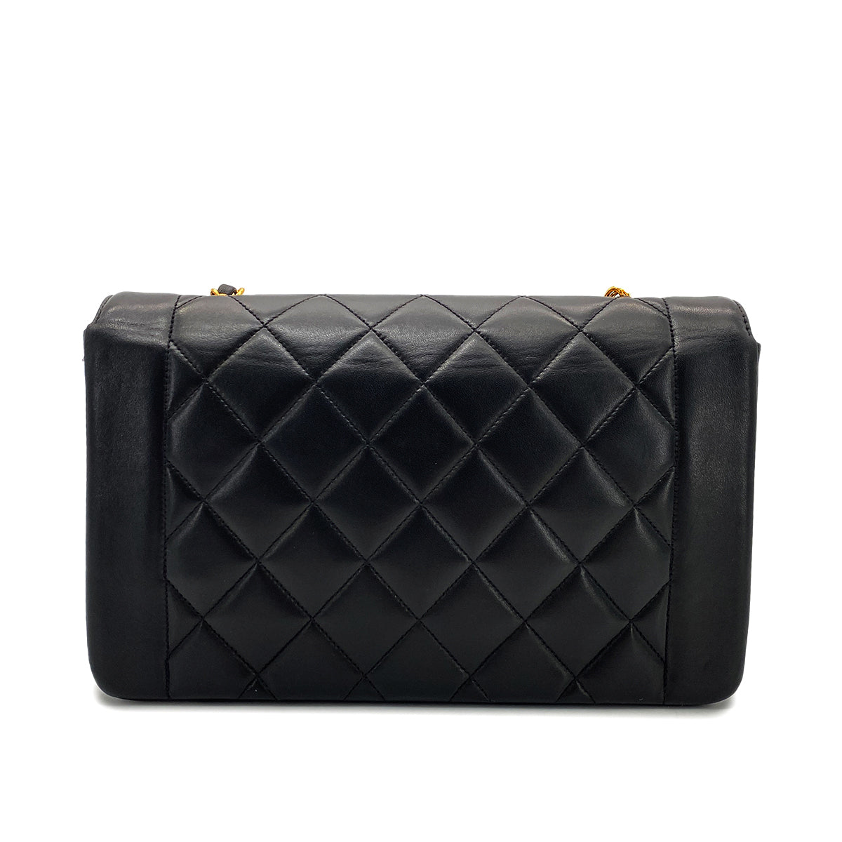 Luxury Promise Japan CHANEL VINTAGE DIANA MEDIUM CHAIN SHOULDER BAG BLACK LAMB SKIN 90268861