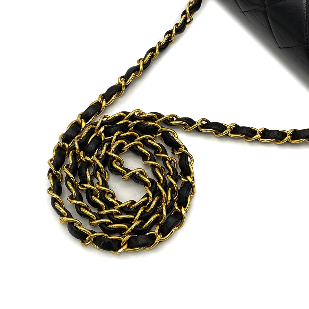 Luxury Promise Japan CHANEL VINTAGE DIANA MEDIUM CHAIN SHOULDER BAG BLACK LAMB SKIN 90268888