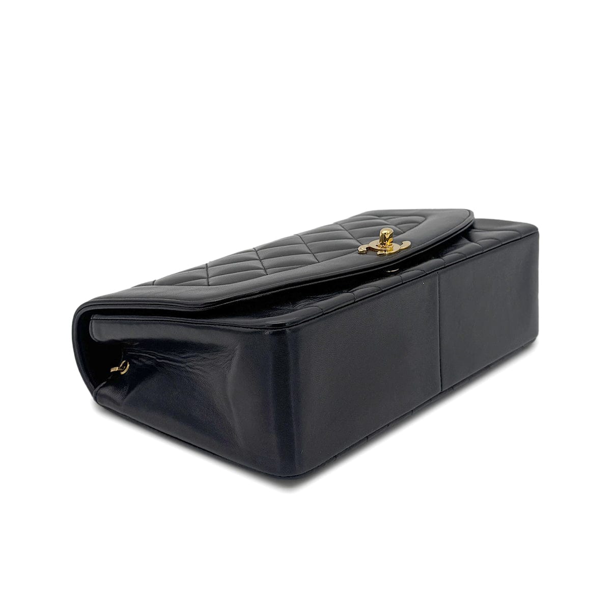 Luxury Promise Japan CHANEL VINTAGE DIANA MEDIUM CHAIN SHOULDER BAG BLACK LAMB SKIN 90272490