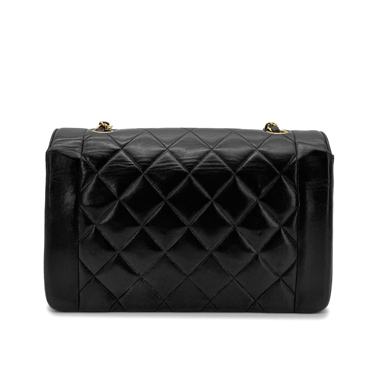 Luxury Promise Japan CHANEL VINTAGE DIANA MEDIUM CHAIN SHOULDER BAG BLACK LAMB SKIN 90272490