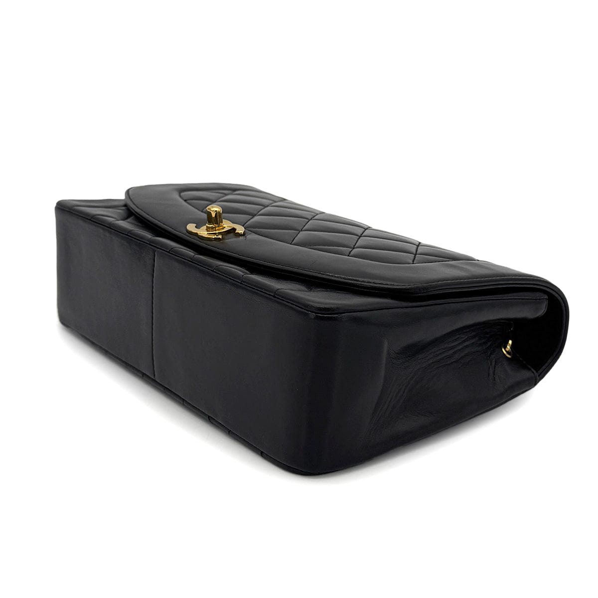 Luxury Promise Japan CHANEL VINTAGE DIANA MEDIUM CHAIN SHOULDER BAG BLACK LAMB SKIN 90272514