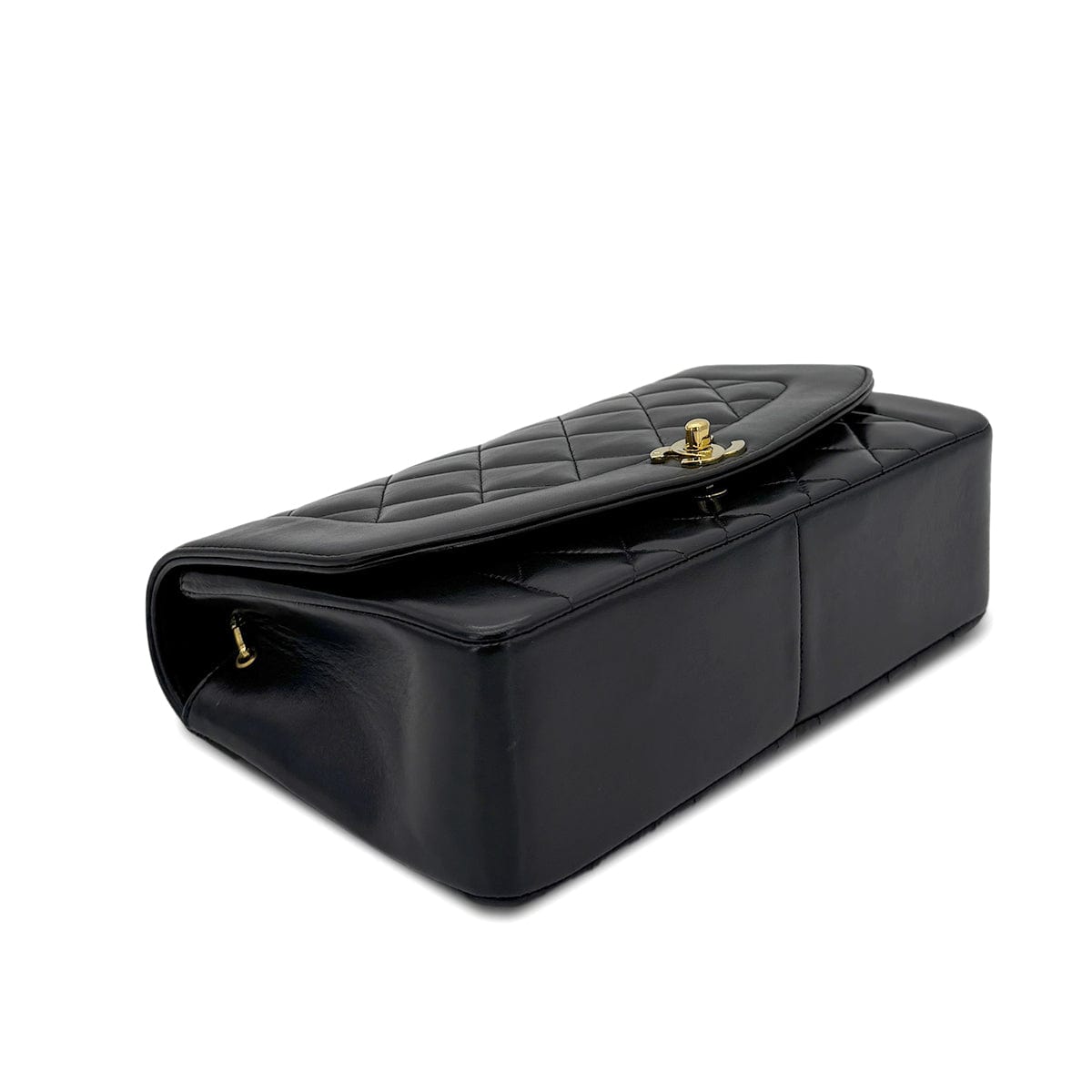 Luxury Promise Japan CHANEL VINTAGE DIANA MEDIUM CHAIN SHOULDER BAG BLACK LAMB SKIN 90279812