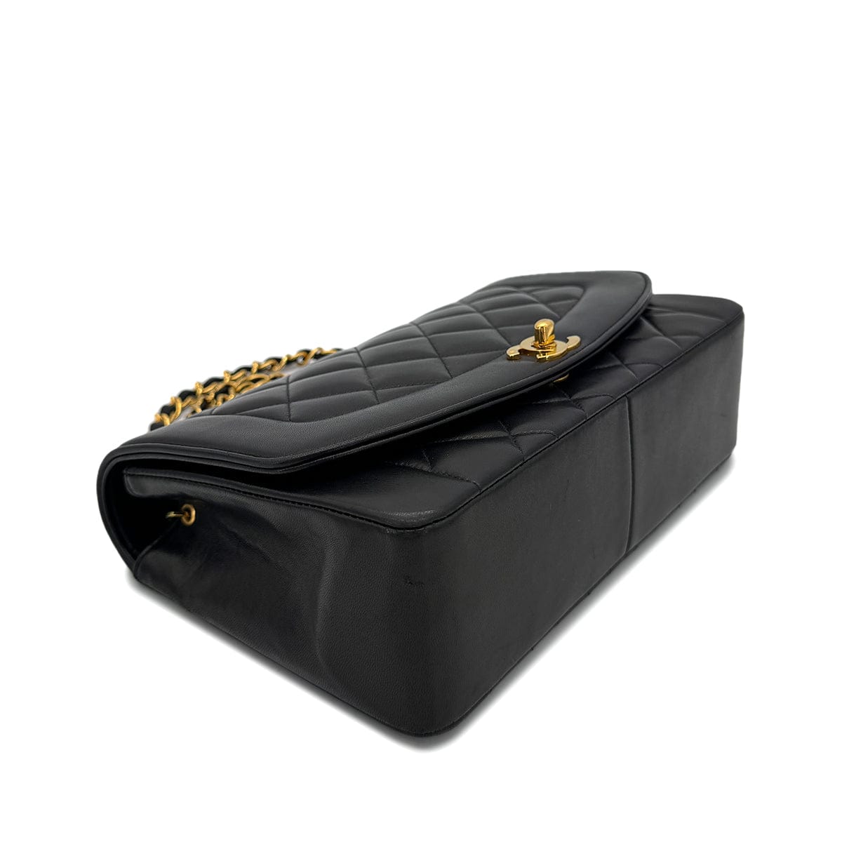 Luxury Promise Japan CHANEL VINTAGE DIANA MEDIUM CHAIN SHOULDER BAG BLACK LAMB SKIN 90292819