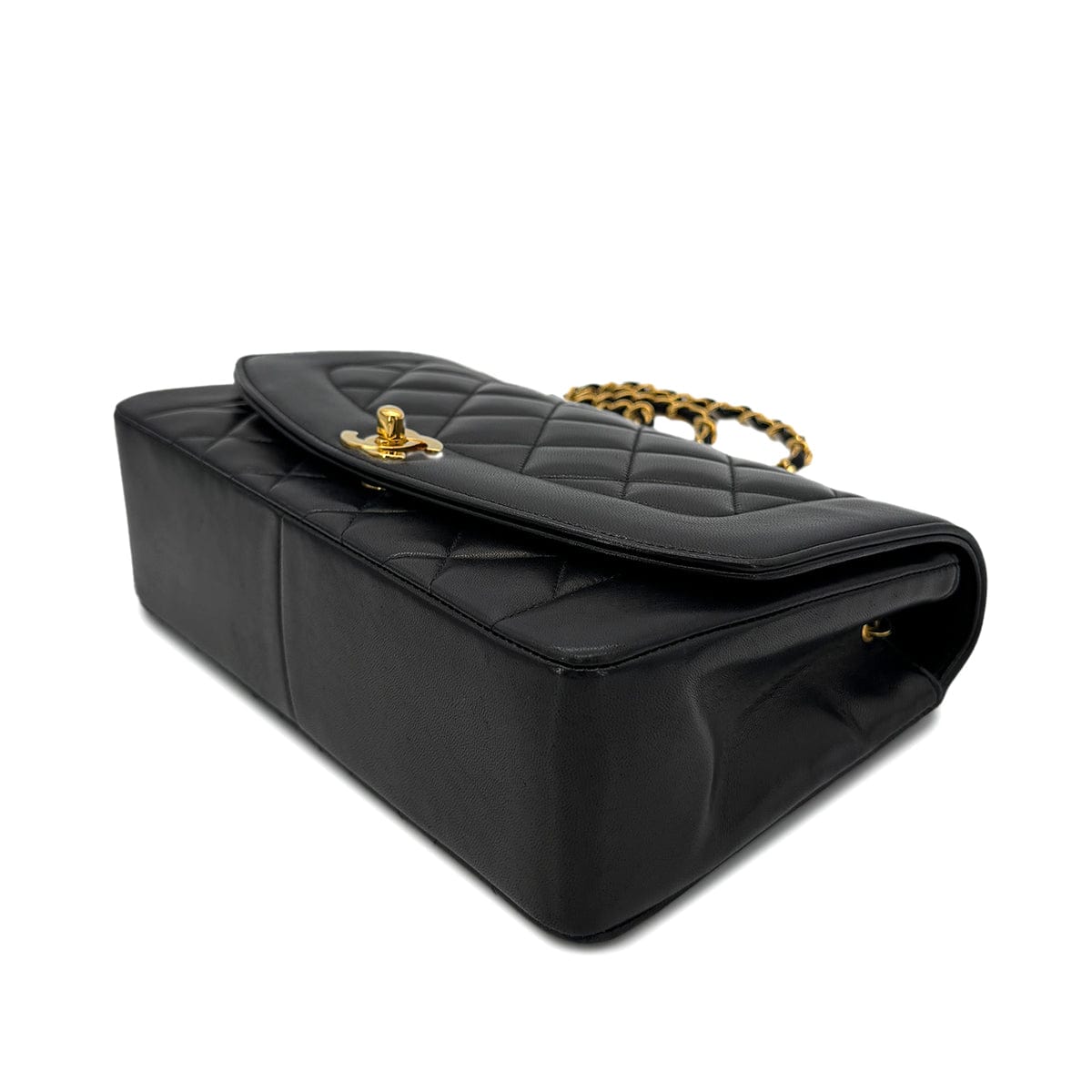 Luxury Promise Japan CHANEL VINTAGE DIANA MEDIUM CHAIN SHOULDER BAG BLACK LAMB SKIN 90292819