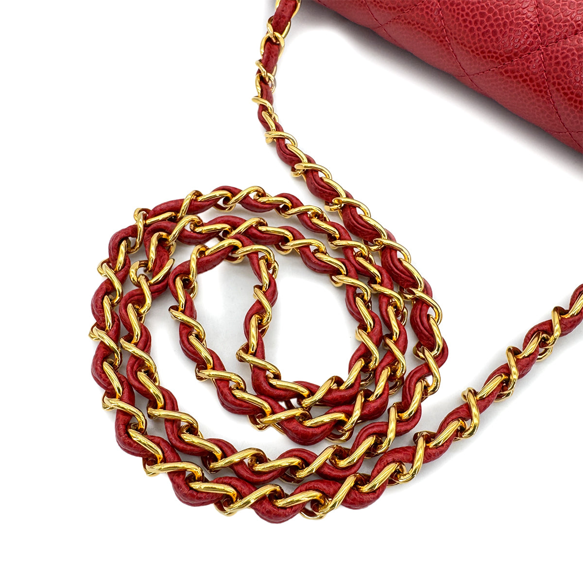 Luxury Promise Japan CHANEL VINTAGE DIANA MEDIUM CHAIN SHOULDER BAG RED CAVIAR SKIN 90298170