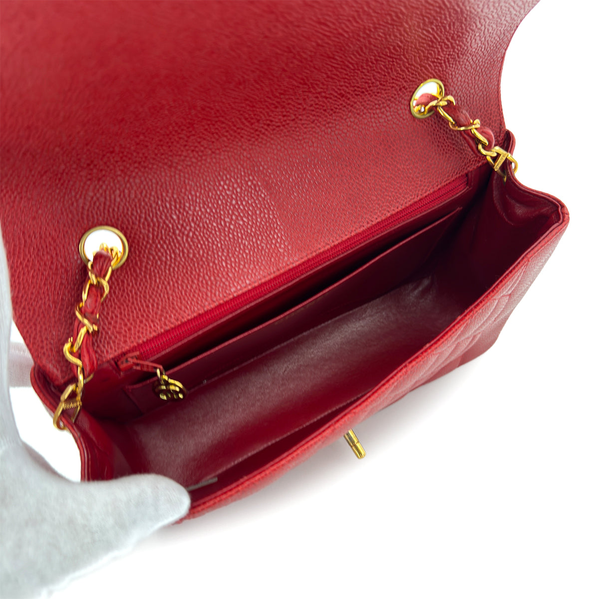 Luxury Promise Japan CHANEL VINTAGE DIANA MEDIUM CHAIN SHOULDER BAG RED CAVIAR SKIN 90298170