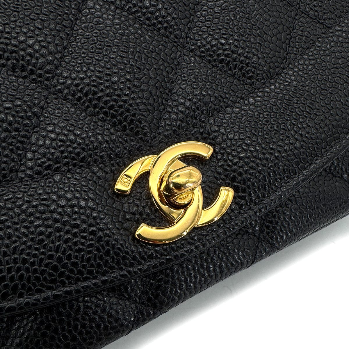 Luxury Promise Japan CHANEL VINTAGE DIANA SMALL CHAIN SHOULDER BAG BLACK CAVIAR SKIN 90292737