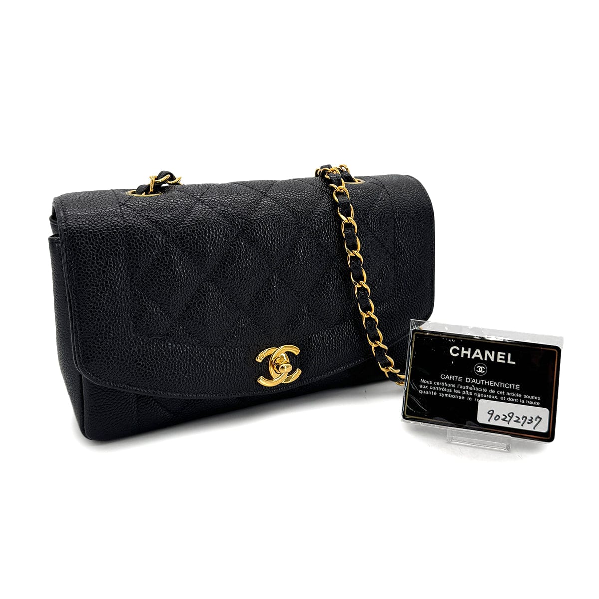 Luxury Promise Japan CHANEL VINTAGE DIANA SMALL CHAIN SHOULDER BAG BLACK CAVIAR SKIN 90292737