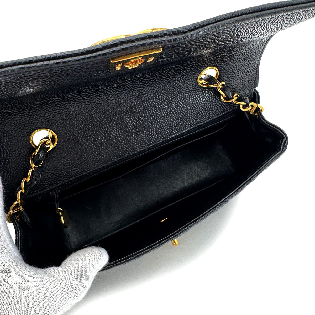 Luxury Promise Japan CHANEL VINTAGE DIANA SMALL CHAIN SHOULDER BAG BLACK CAVIAR SKIN 90292737