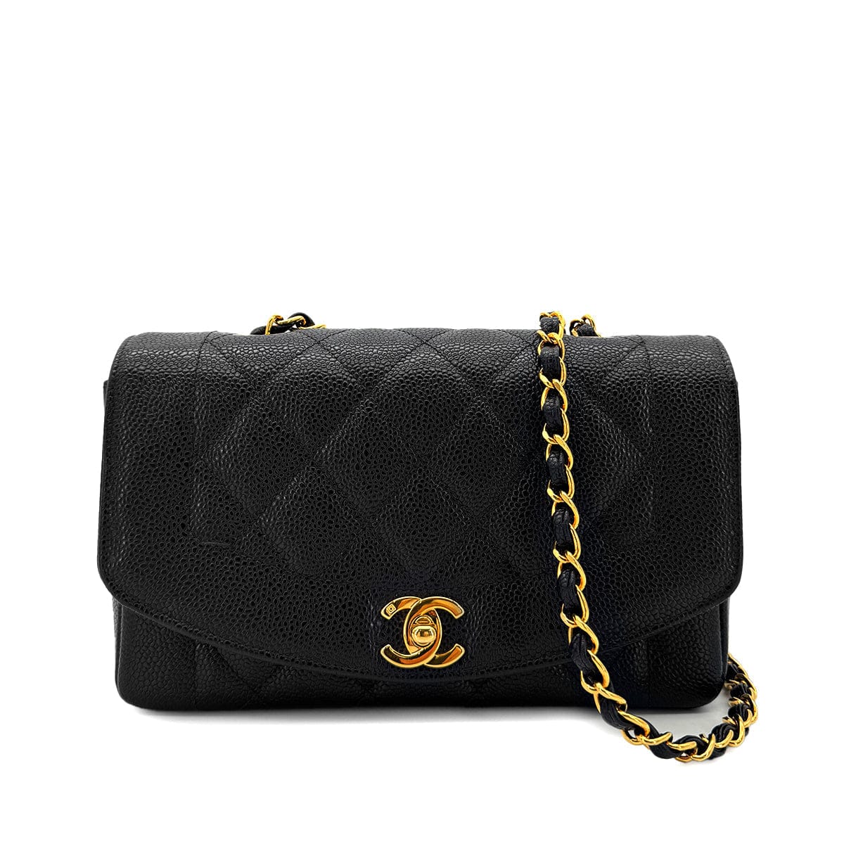 Luxury Promise Japan CHANEL VINTAGE DIANA SMALL CHAIN SHOULDER BAG BLACK CAVIAR SKIN 90292737