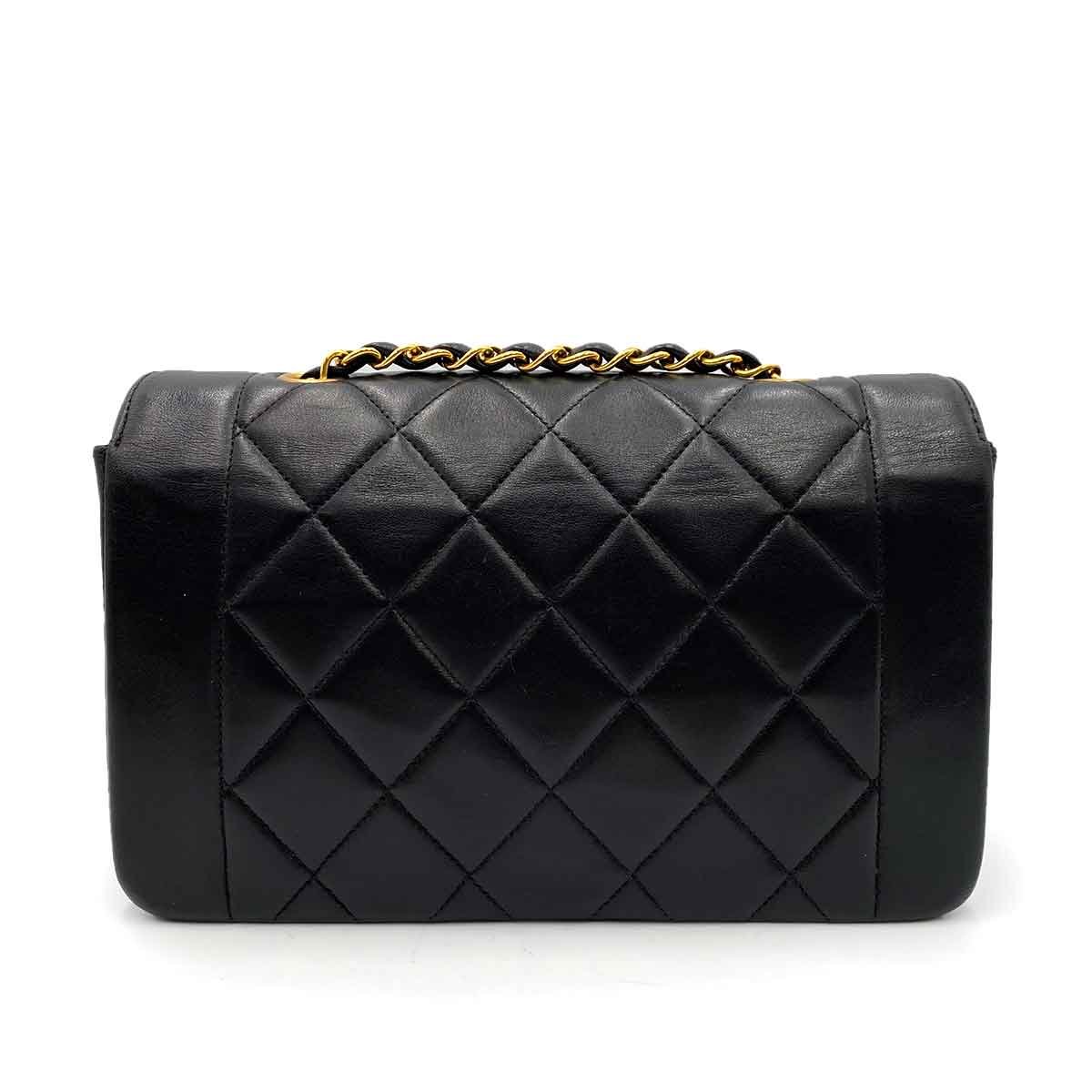 Luxury Promise Japan CHANEL VINTAGE DIANA SMALL CHAIN SHOULDER BAG BLACK LAMB SKIN 90238030