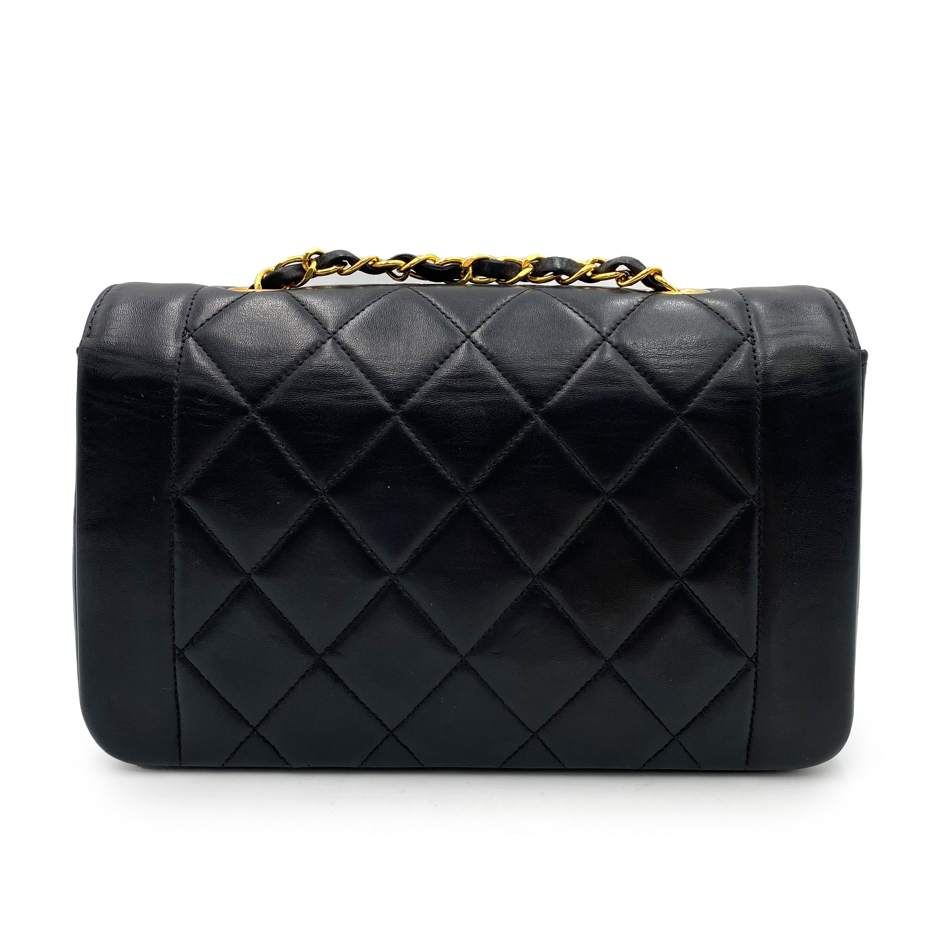 Luxury Promise Japan CHANEL VINTAGE DIANA SMALL CHAIN SHOULDER BAG BLACK LAMB SKIN 90238522