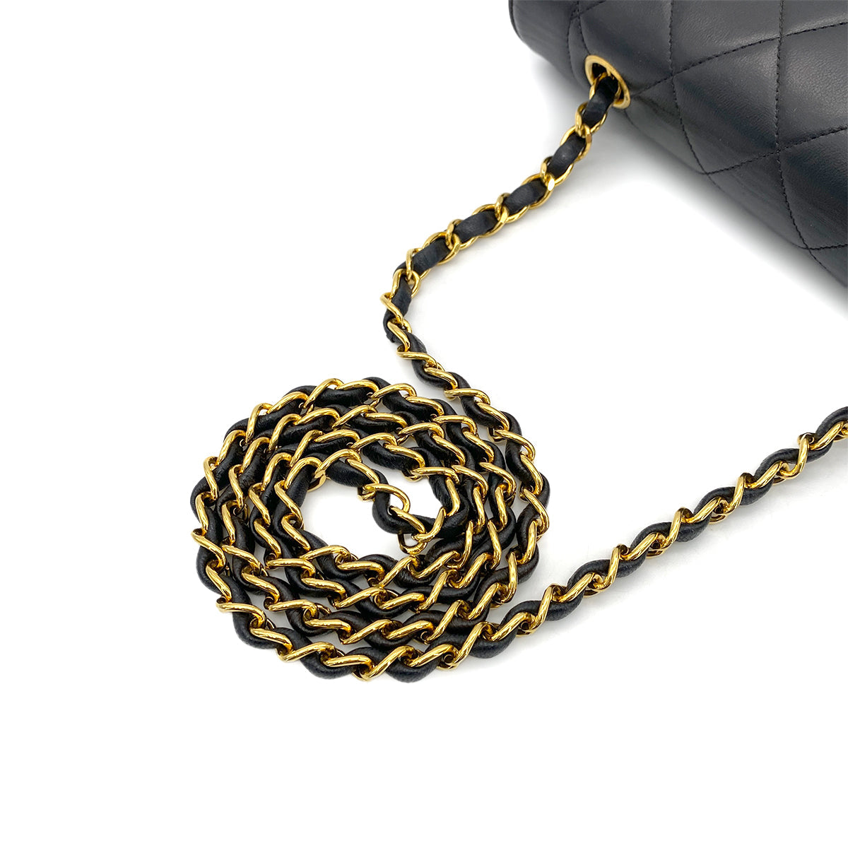 Luxury Promise Japan CHANEL VINTAGE DIANA SMALL CHAIN SHOULDER BAG BLACK LAMB SKIN 90263297