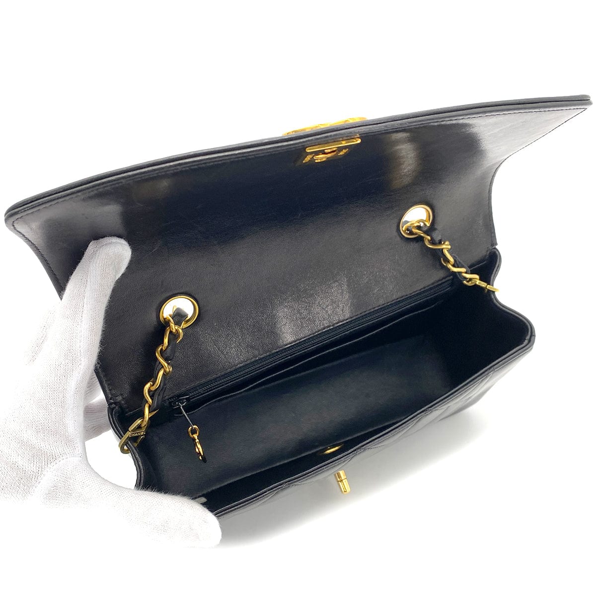 Luxury Promise Japan CHANEL VINTAGE DIANA SMALL CHAIN SHOULDER BAG BLACK LAMB SKIN 90264535