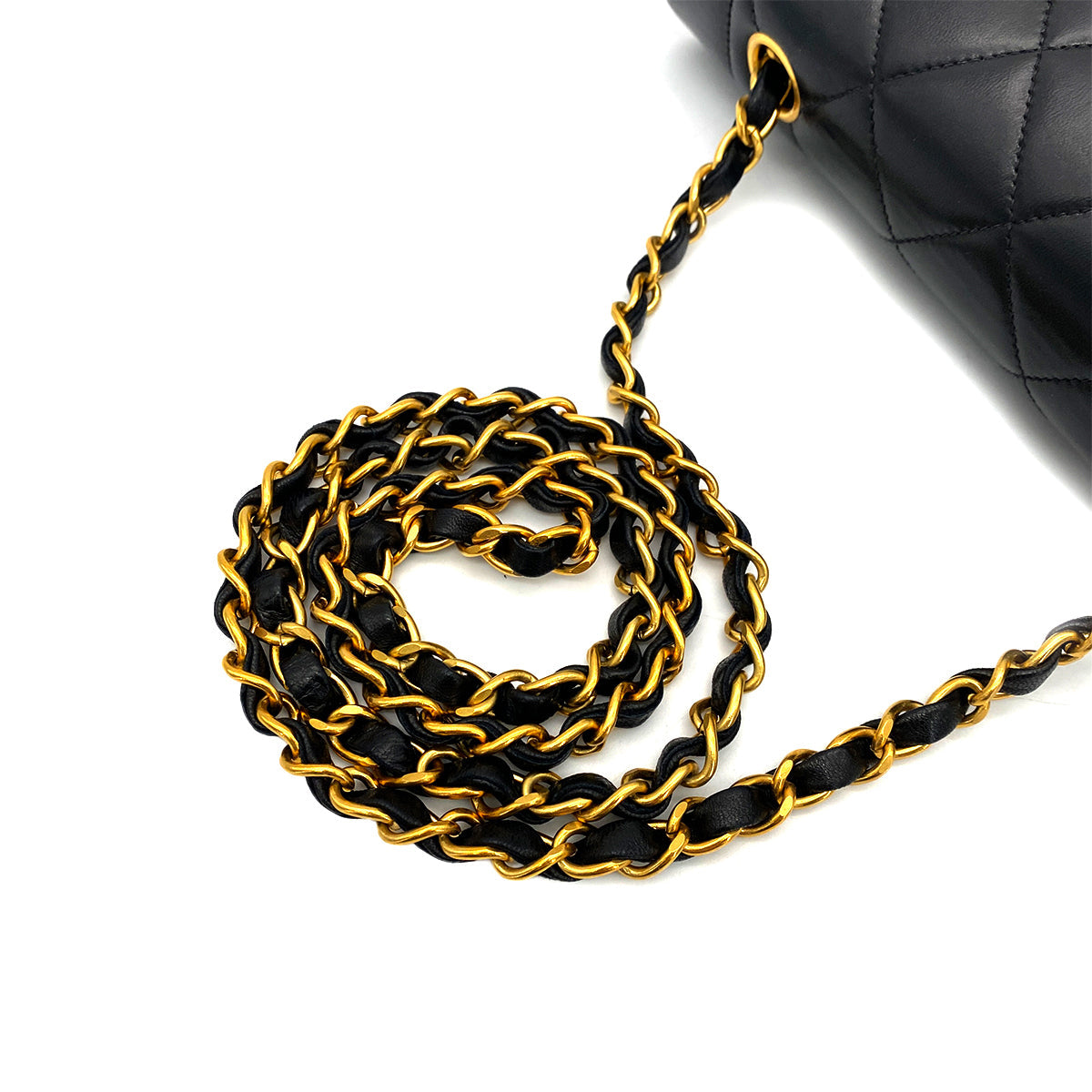 Luxury Promise Japan CHANEL VINTAGE DIANA SMALL CHAIN SHOULDER BAG BLACK LAMB SKIN 90264535