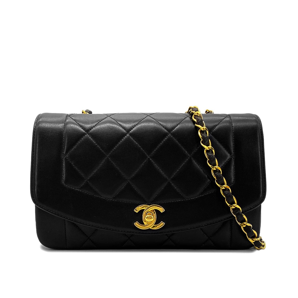 Luxury Promise Japan CHANEL VINTAGE DIANA SMALL CHAIN SHOULDER BAG BLACK LAMB SKIN 90268884