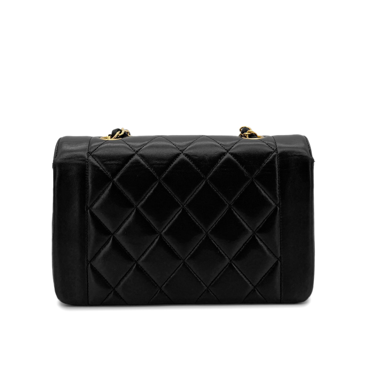 Luxury Promise Japan CHANEL VINTAGE DIANA SMALL CHAIN SHOULDER BAG BLACK LAMB SKIN 90280288